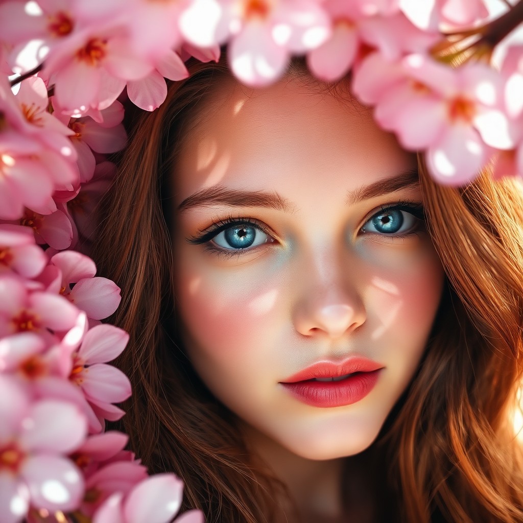 AI generated art for prompt: Envision a captivating double exposure portrait featuring a young woman with piercing blue eyes and 