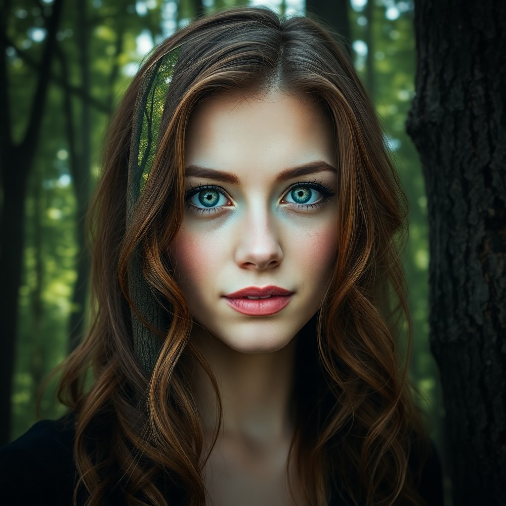 AI generated art for prompt: Imagine a photorealistic portrait of a young woman in her late twenties with captivating green eyes 