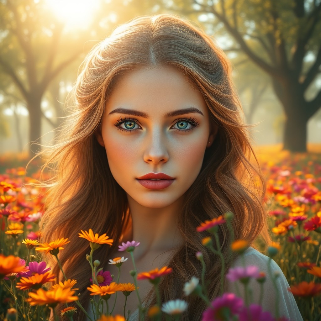 AI generated art for prompt: Envision a photorealistic portrait of a young woman with elegant features softly illuminated by a go