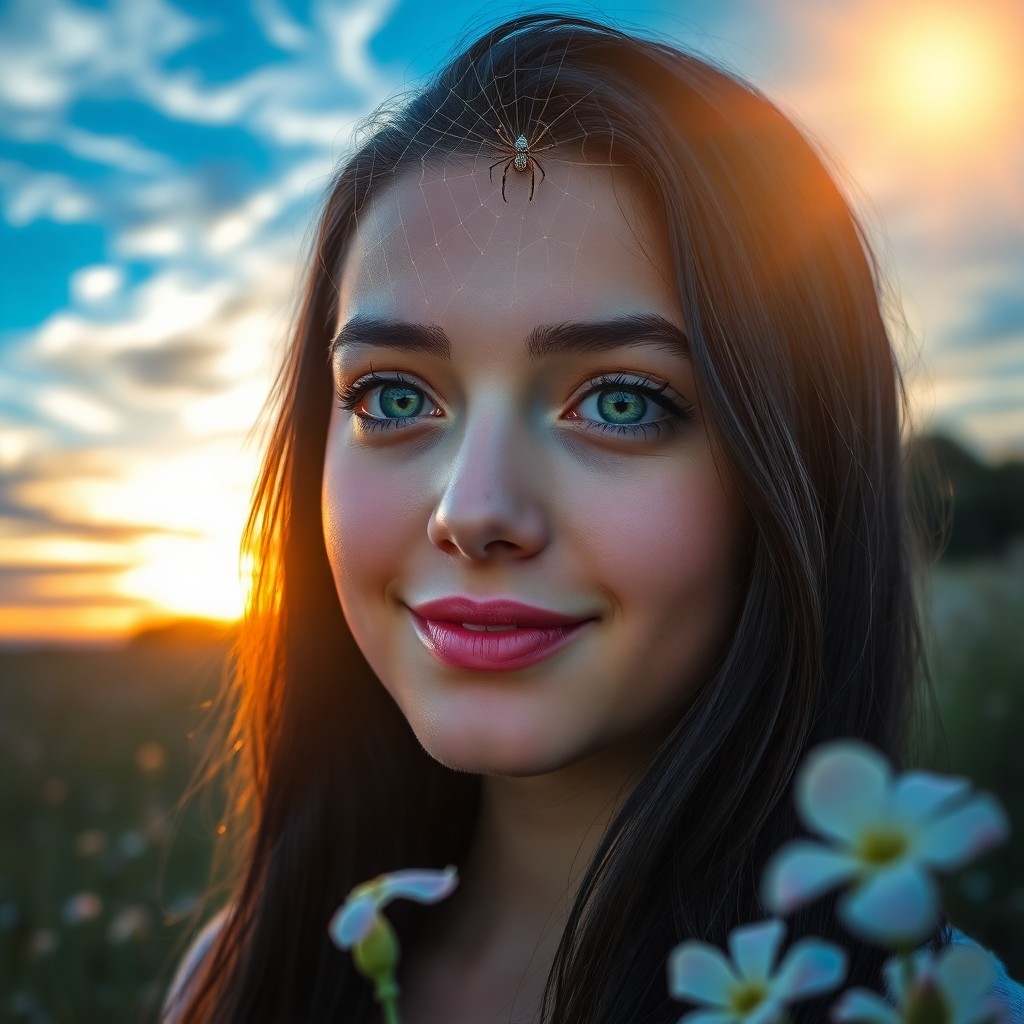 AI generated art for prompt: A captivating portrait photograph showcases a young woman with mesmerizing emerald eyes, reflecting 